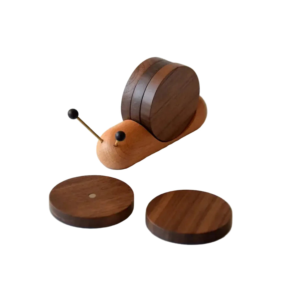 ShellSip – Ensemble de table en bois en forme d’escargot avec support décoratif