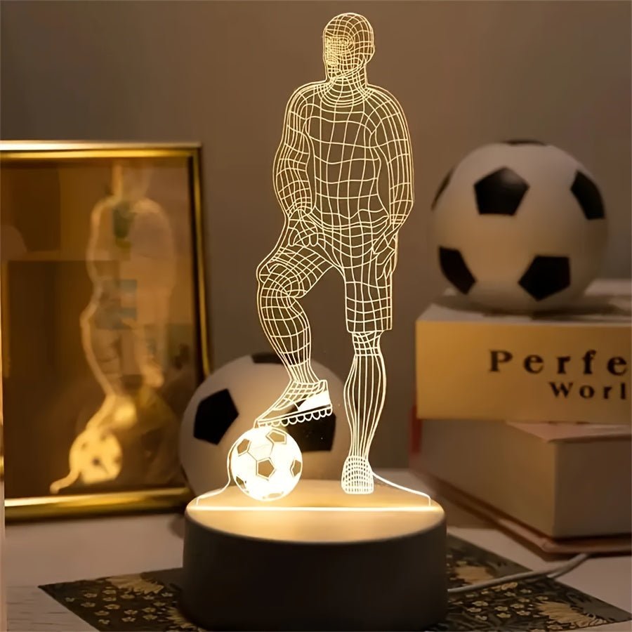 GlowKick - Lampe de table LED 3D avec illusion dynamique de joueur de football