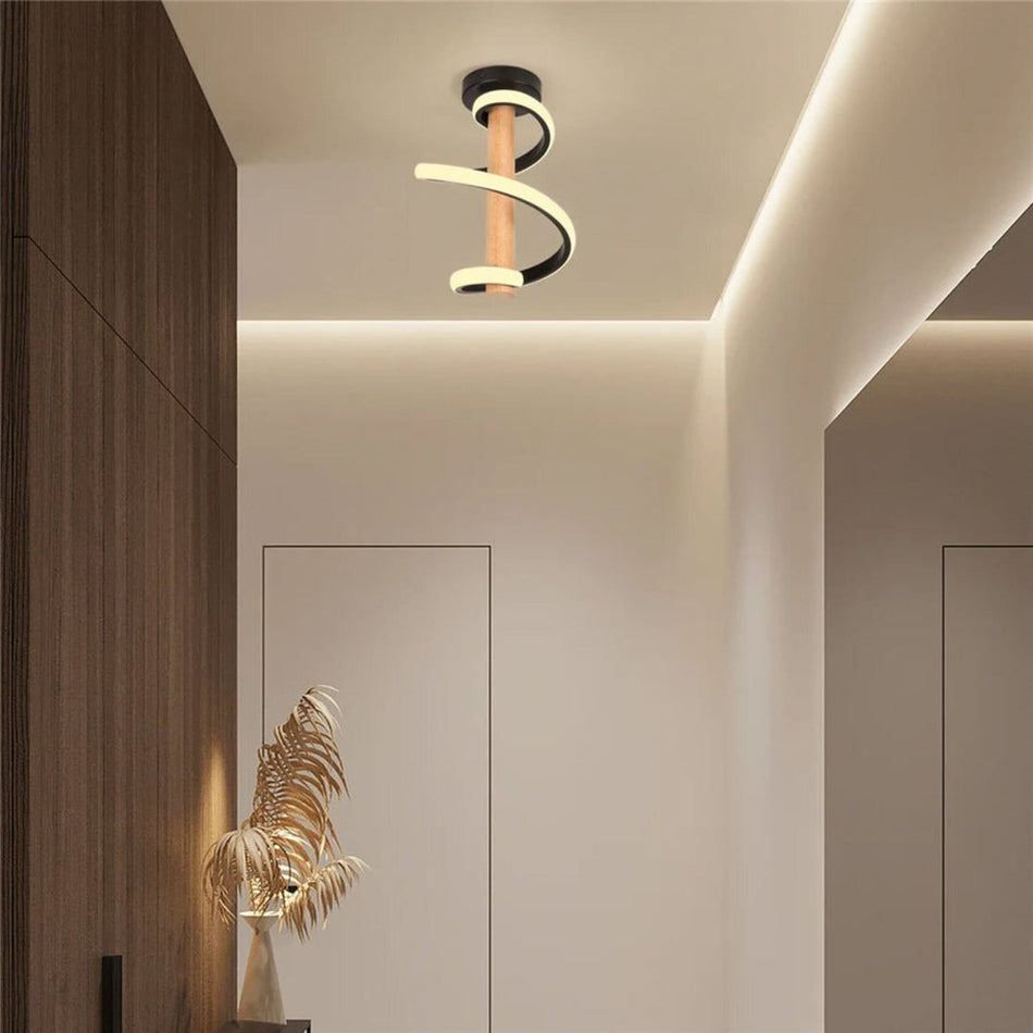 RusticLuxe - Luminaire de plafond en bois élégant avec une lueur chaude pour des espaces intérieurs et extérieurs accueillants