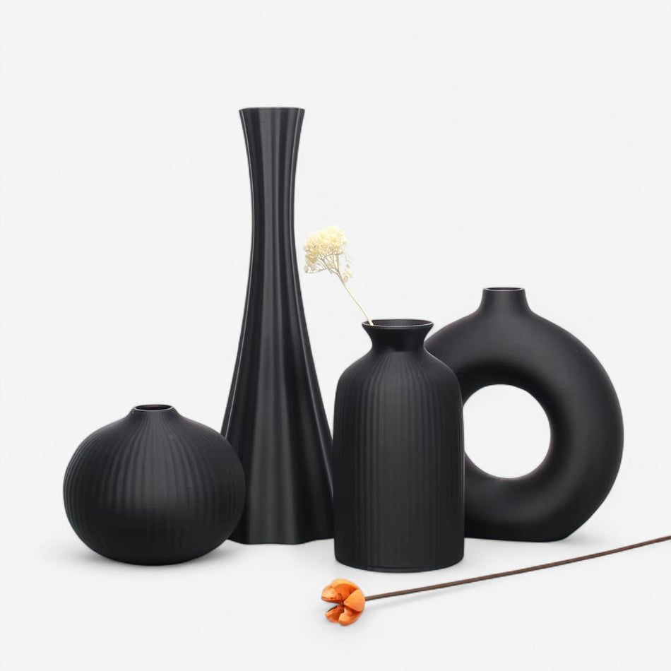 DecoHaven – Plastvasesæt med Buede Former og Mat Finish
