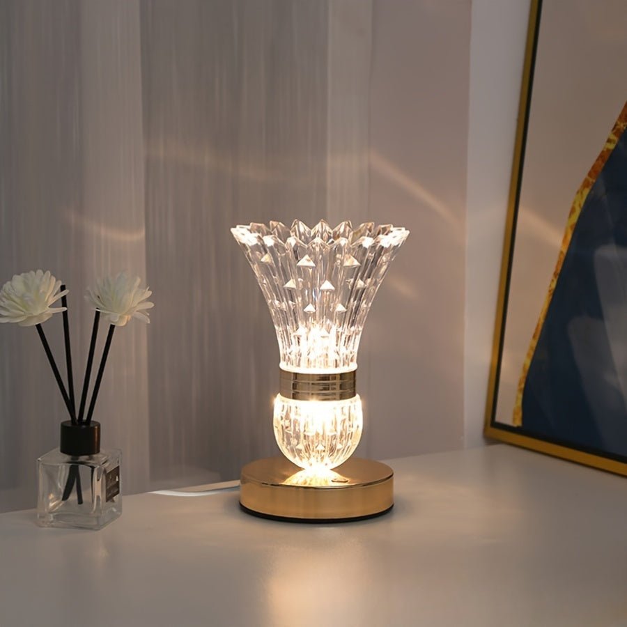 LumiVase – Lampe de table en cristal LED avec lumière d’ambiance dimmable  